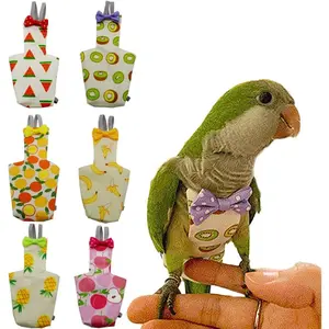 6Pcs Washable Bird Diapers, Reusable Parrots Nappy with Waterproof Inner Layer, Soft Small Pet Birds Flight Suit for Budgie Parakeet Cockatiel