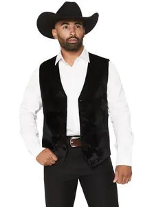 Cody James Men's Velvet Paisley Print Western Dress Vest - Cjkv2564-Blk