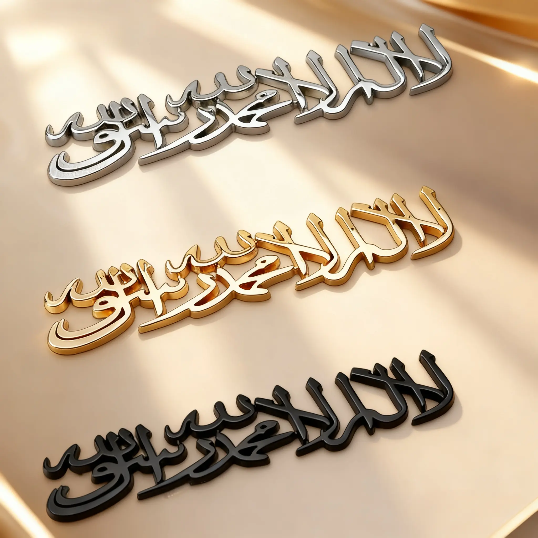 3D Islamic Stainless Steel Metal Stickers - 3m Peel & Stick Raised Badge, Rust-Resistant, Weatherproof, Car Exterior Halal Ride Decor, Protective Finish Resists Fading, Road Salt & Rain Ready, Car-Wash Safe, Muslim Driver Gift