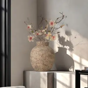 Vintage Japanese Style Ceramic Vase, Light Color Pottery Flower Arrangement Decorative Vase for Living Room, Corridor, Study Tea Room, Home Decor Vase, Vintage Vases, Home Decoration