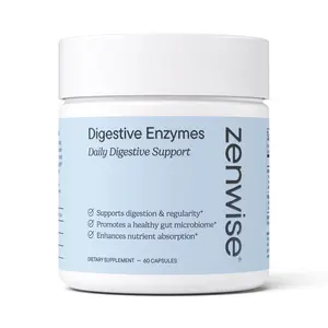 Zenwise Digestive Enzymes with Probiotics and Prebiotics for Gut Health and Bloating Relief - Boost Gut Health + Reduce Bloating - 60 Count
