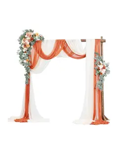 Artificial Wedding Arch Flowers Kit (Pack of 5) With 33 Ft Draping Fabric For Wedding Ceremony And Reception Backdrop, Arch Flower Arrangements For Outdoor Or Indoor Wedding Decor (Orange)