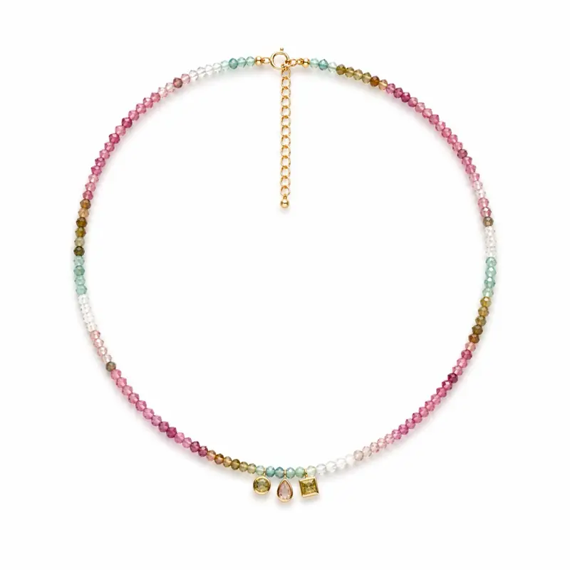 Women's Trio Beaded Costume Necklace - Colorful Beads, Gold-Tone Clasp, Daily Wear Necklace, Assorted Bead Necklaces, Bead String Necklaces