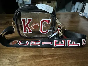 KC Stadium Bag - Clear with KC Patch & Football Lanyard - Hand Wash Only