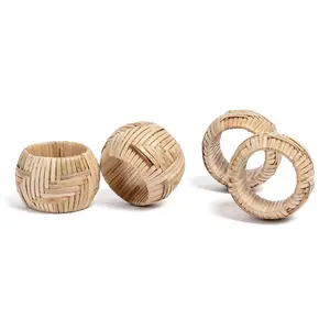 over&back Woven Wicker Napkin Rings Set of 4