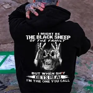 I MIGHT BE THE BLACK SHEEP OF THE FAMILY Skull With OK Print Men's T-Shirt / Hoodie / Sweatshirt, Bold Black Sheep Statement Graphic Apparel, Gift for Strong Independent Men