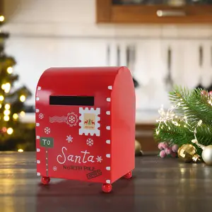 Christmas Mailbox, 1 Count Letter to Santa Mailbox, Festive Outdoor Metal Holiday Mail Letter Collector, Decorative Mailbox for Home Outdoor