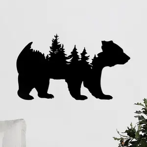 Bear & Tree Design Wall Art, Metal Wall Decor, Modern Wall Art for Home Living Room Bedroom Decor, Wall Decor for Home Office, Poster, Modern Home Decoration