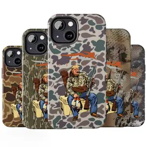 Camouflage Trump Hunting Phone Case for iPhone 17 16 15 14 13 12 11 Pro/Pro Max/Plus/Air | Old School Waterfowl Design | Impact Resistant Outdoor Gift