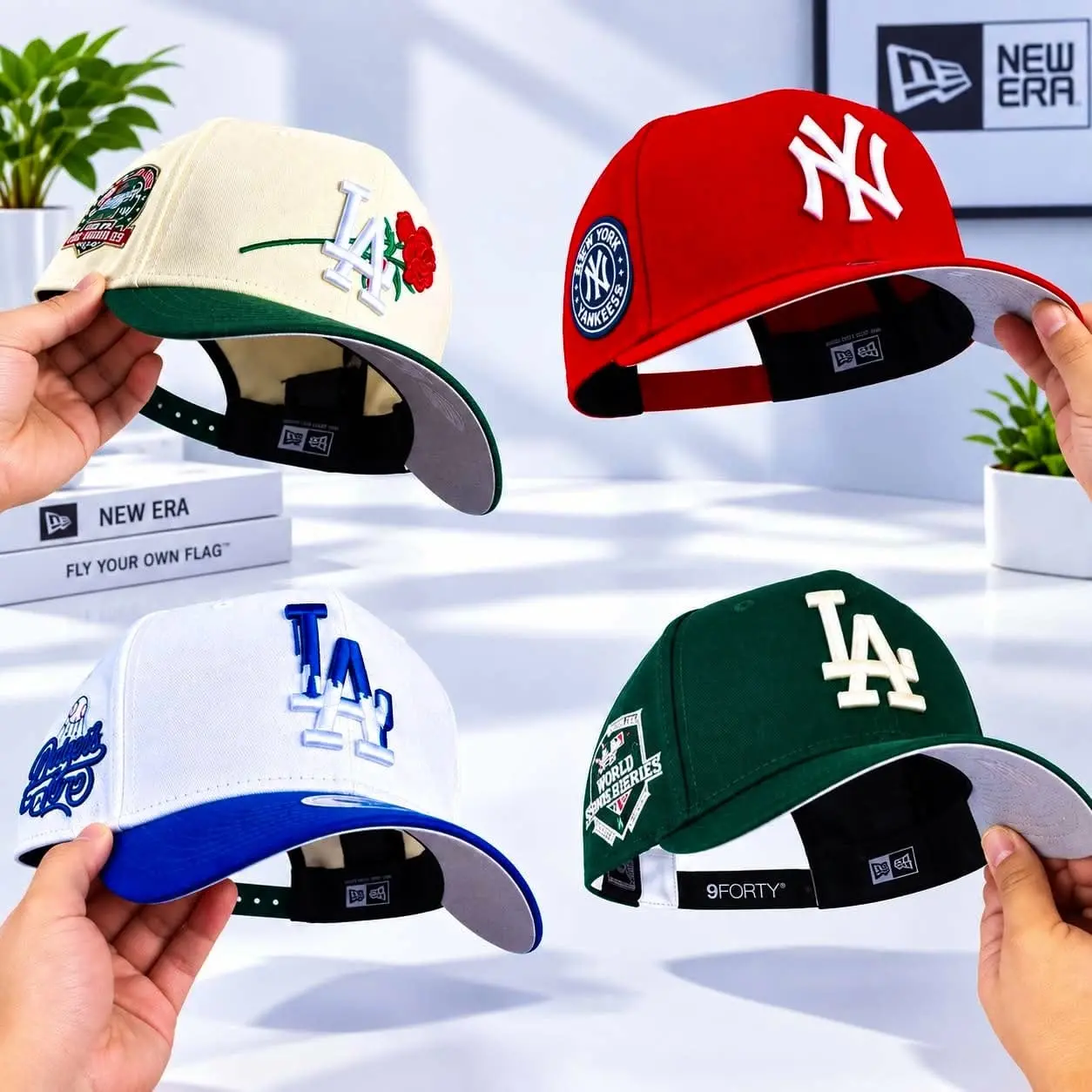 MLB New Era NY Yankees LA Dodgers Premium Baseball Hat – Classic 9FORTY 59FIFTY Adjustable Cap, Retro Snapback Closure, Curved Brim Visor, Detailed Team Logo Embroidery, Gorras de Béisbol, Sports Fan Gear, Urban Streetwear Style USA 2026