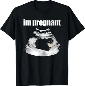 I’m Pregnant Cat Funny Cat Mom Pregnancy Black Kitten T-Shirt