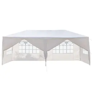 10'x20' Outdoor Party Tent with 6 Removable Sidewalls, Waterproof Canopy Patio Wedding Gazebo, White