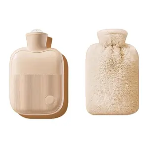 Leak Proof Hot Water Bag With Lid, Suitable For Both Hot And Cold Compress, A Great Tool For Keeping Hands And Feet Warm, Relieves Neck And Shoulder Pain, Menstrual Cramps, And Keeps Warm In Winterute Plush Cloth Covered Hot Water Bag