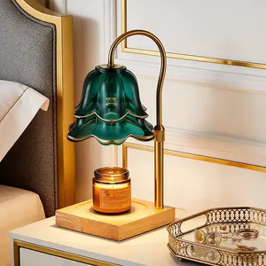 Tulip Shaped Candle Warmer Lamp Dimmable Timer Control Height Adjustable Solid Wood Base Flameless Wax Melt Lamp Bedroom Study Decor