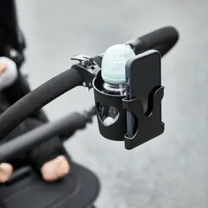Baby Stroller Cup Holder with Phone Holder, 2 in 1 Stroller Cup Holder, Universal Stroller Accessories for Uppababy Nuna Doona, Bicycle, Wheelchair