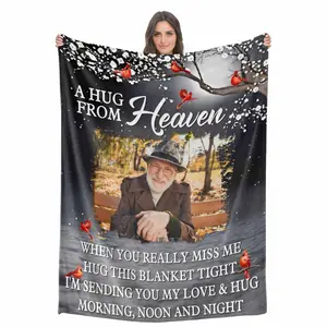 Custom Memorial Blanket with Photos for Loss of Loved One, Loving Memory Personalized Sympathy Blanket for Loss of Dad Mom Husband Wife Friend in Memory of Loved One Gifts, Made in USA