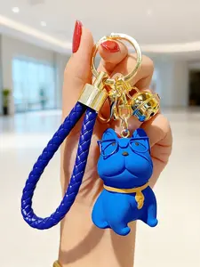 Dog Keychain with Metal Frame Glasses Design, Detachable Key Chain Accessory, Personalized Bag Charm, Car Key Ring, Phone Strap, Ideal Gift