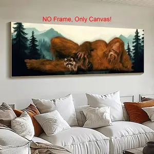 Sasquatch Pattern Canvas Painting Print without Frame, Funny Barbarian Wall Art, Unframed Wall Art, Wall Decor for Home Living Room Bedroom Office, Home Decor, Ornaments