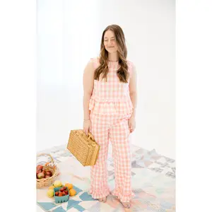 Girly Gingham Ruffled Set
