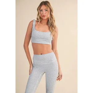 Gingham Print Ruched Bra Top