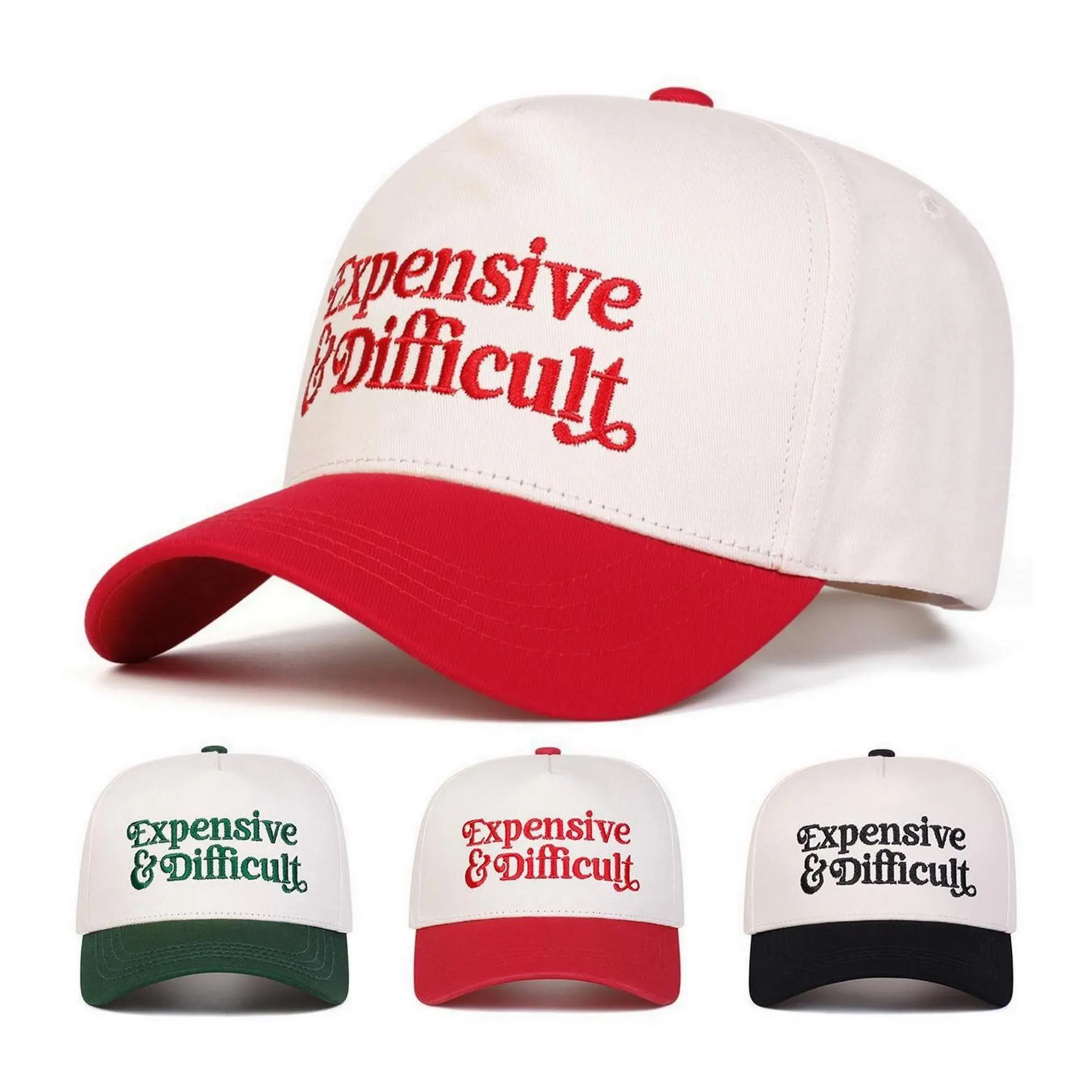 Expensive and Difficult Letter Embroidery Trucker Hat Casual Outdoor Sports Hat for Men  Women Fashion Accessories for Daily Wear