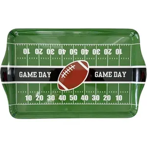 15″ Large Football Field Melamine Serving Tray – Green Game Day Appetizer & Tailgate Party Platter
