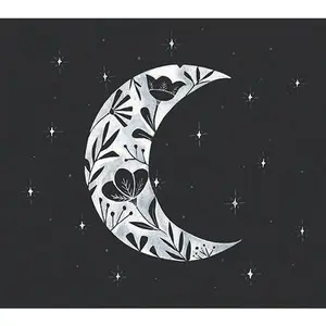 Courtside Market Moon Floral Silhouett 16x16 Canvas