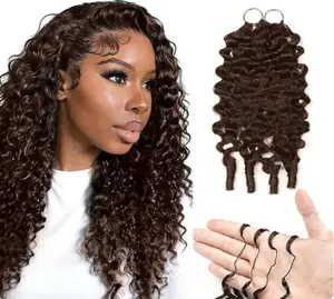 MORGENSTAR hair16-24 Inch Burmese Curly Feather Hair Extensions #4 Chocolate Brown Human Hair Invisible Lightweight
