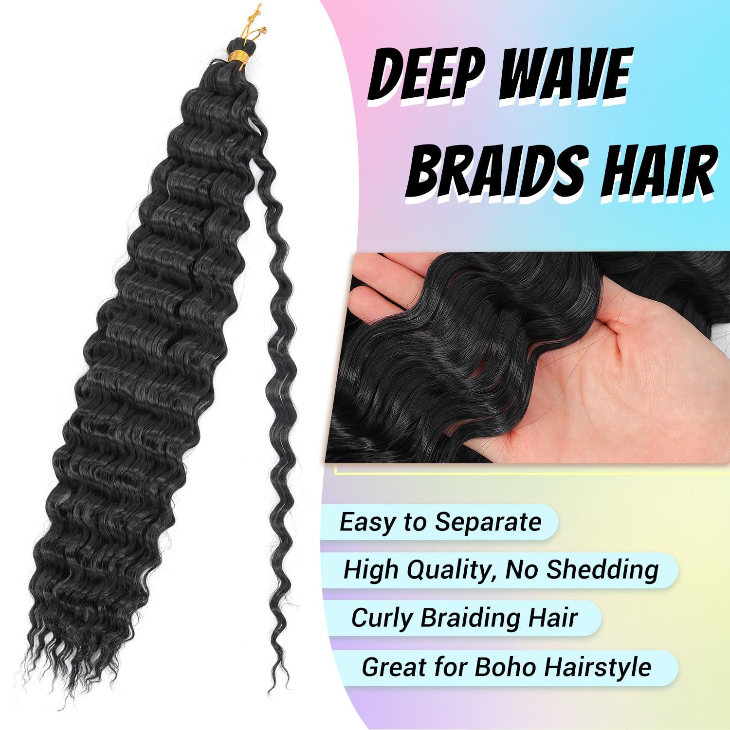 24 Inch Boho Braiding Hair Extensions, Deep Wave Goddess Braids Hair for Knotless Braids, Soft Curly Protective Hairstyle Hair 24 Inch Boho Braiding Hair Extensions, Deep Wave Goddess Braids Hair for Knotless Braids, Soft Curly Protective Hairstyle Hair