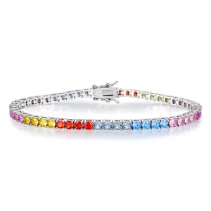 MDFUN Unisex Colorful Cubic Zirconia Tennis Bracelet Fashionable and Versatile Perfect Gift for Valentine’s Day Anniversary Birthday Christmas Thanksgivingand New Year