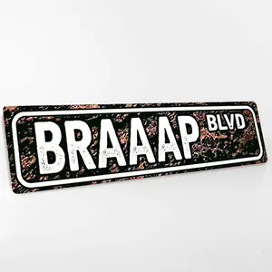 Braaap Blvd Retro Road Signs - Street Signs Metal Tin Sign for Room Decor Bedroom Business Aluminium Wall