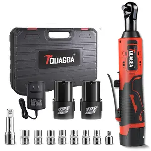 TQUAGGA 12V Cordless Electric Ratchet Wrench Set, 3/8" Power Ratchet Wrench,Variable speed with Batteries*2,Torque 45ft-lbs,Car Repair Tools, Power Tools,Hardware,Heavy Duty,Portable,Quick charger