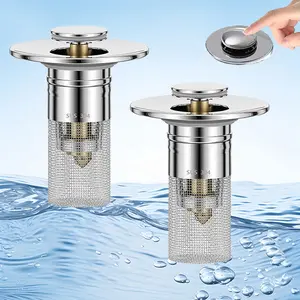 Universal Bathroom Sink Pop-Up Drain Strainer: Stainless Steel Filter Basket for Hair Catching & Clog-Free Drains