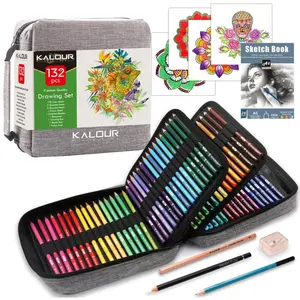 132Pcs Colored Pencils Set,with Adult Coloring Book and Sketch Book,Artists Colorless Blender,Zipper Travel Case,Soft Core,Ideal for Drawing Sketching Shading,Art Supplies, Art Tools for Adults Beginners