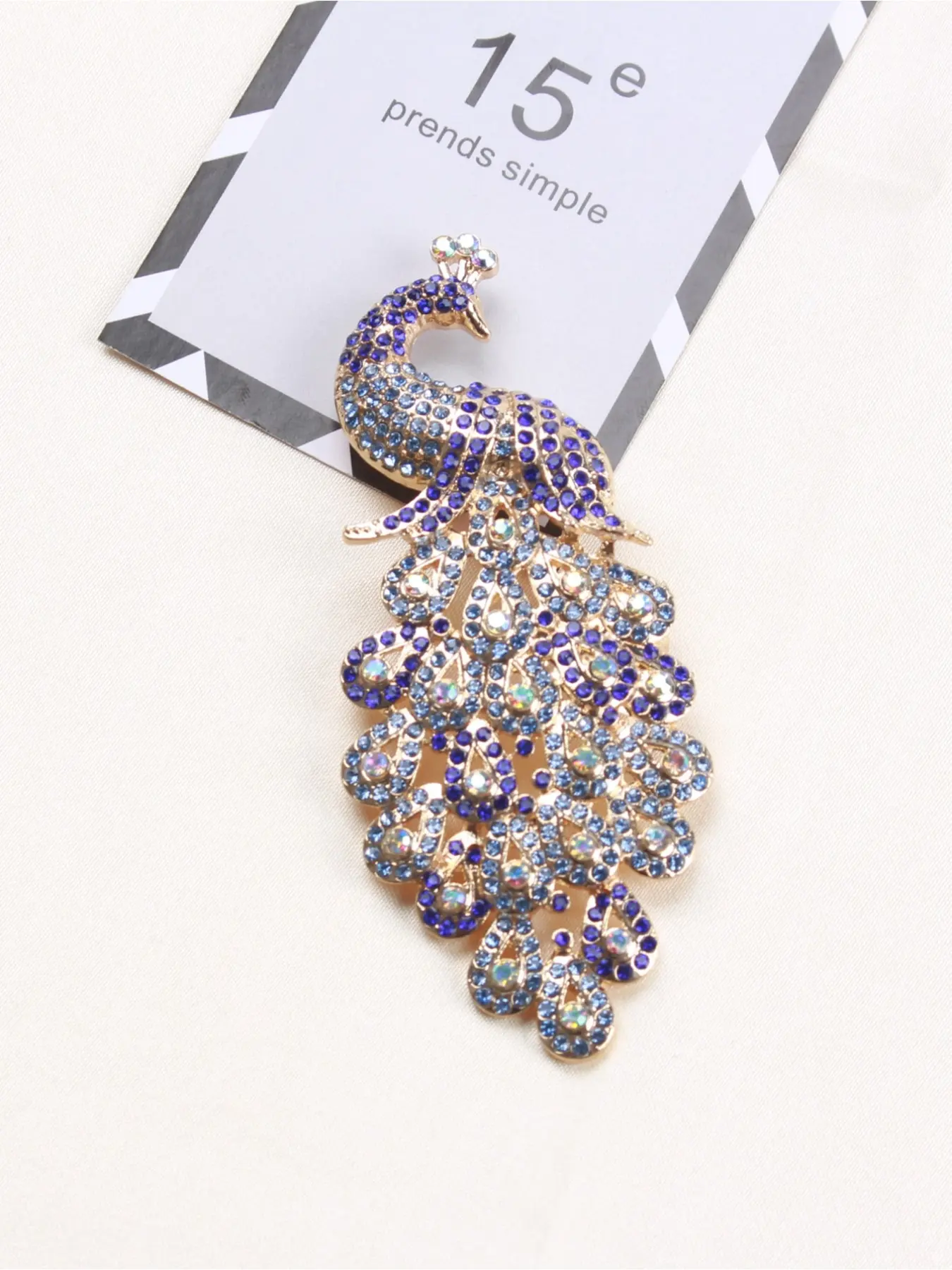 1pc Large Rhinestone Peacock Brooch