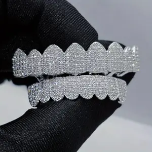 Glittering Hip Hop Cubic Zirconia Teeth Grills -Blingbling 16 Teeth Piece Top & Bottom Set for Rappers and Cosplayers - Premium Punk Tooth Caps Oral