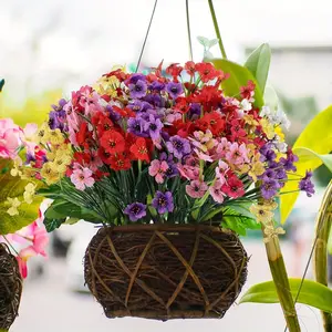 24Pcs Outdoor Artificial Sunflower & Violet Bouquet – UV-Resistant & Fade-Resistant Mixed Faux Flowers, Perfect for Garden, Wedding, Holiday, Home Decor, Indoor & Outdoor Hanging Baskets, Window Sill, Porch & Planter Decoration