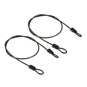 Bike Cable Lock, 2 Counts Durable Black Double Ring Design Safety Cable Lock, Multifunctional Security Cable for Bag and Luggage Protection