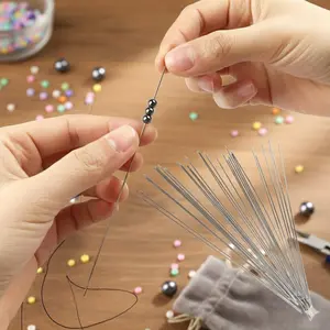 Heavy Duty Stainless Steel Big Eye Beading Needles for Jewelry Making DIY Craft Sewing Kit with Extra Large Holes for Fine or Thick Threads Handmade Bead Stringing Non Rust Durable Tools Sewing Supplies Crafts