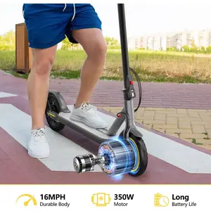 Electric Scooter Adults, Max 16Mph & 10-15 Miles Range E-Scooter, Commuting Sport Scooter with APP Control, Powerful 350W 8.5" Solid Tires Foldable Electric Scooters (JS01-16mph)