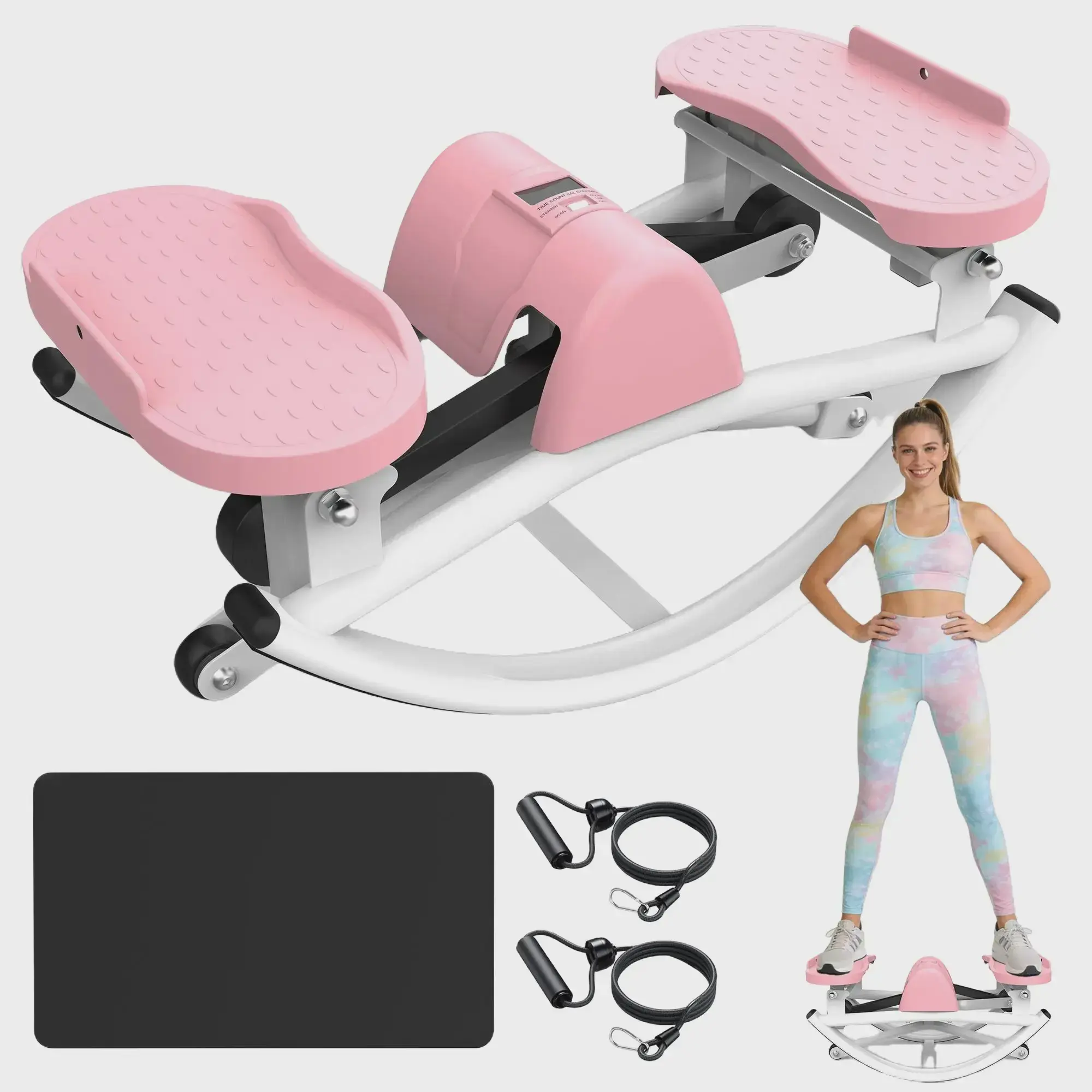 Lateral Stepper Twister Ab Machine - Portable Workout Equipment, Home Gym Work Out Gear, Resistance Bands, LCD Monitor, Anti-Slip Mat, Low-Impact Leg Workouts, Glute/Hip/Core Training Twist Stair Stepper, Work Out Equipment For Home Gym, Multifunctional F