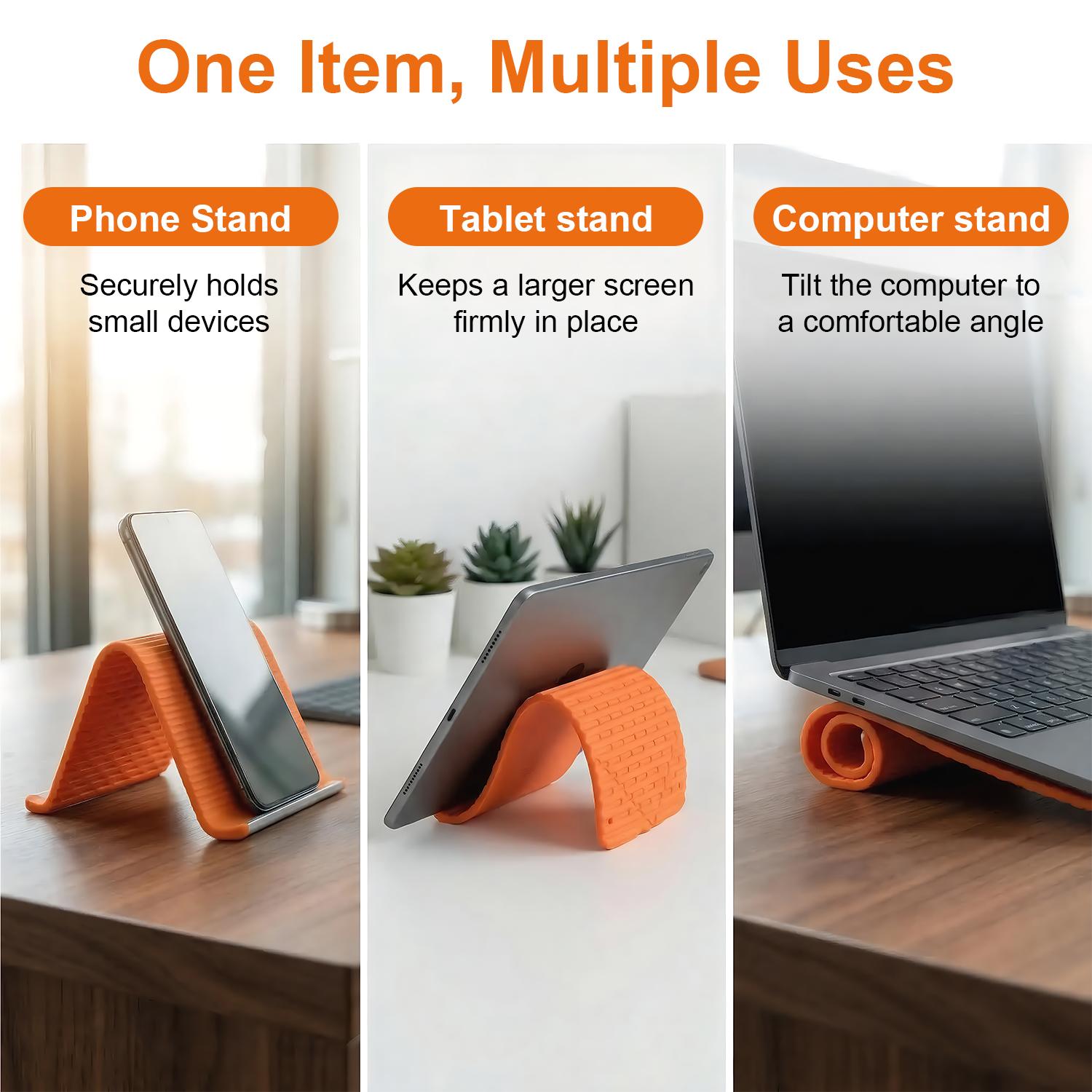 Flexible Silicone Aluminum Phone holder stand,Bendable Rollable Foldable Design,Universal Adjustable Anti-Slip Desktop Mount for Phone Tablet Laptop, Portable Ergonomic Holder for Home Office Travel