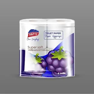 Papy Toilet Paper Super Soft 100% Natural Calories 4 Rolls for Effective Cleaning and Sanitation - Wipes, Sustainable, No Blueberry, No