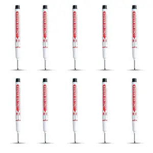 10-Pack Multi-Functional Long-Tip Marking Pens, 20mm Sharp Point for Deep Holes, Waterproof Quick-Dry Woodworking Markers, Multicolor Line Markers