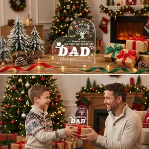 Drawelry Acrylic Plaque Decor Birthday Gift for Dad Mom with Warm Message, Heart Shape  Frame   , Creative Gifts for Christmas Father's Mother's Day Decoration with Warm Message