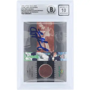 Troy Aikman Dallas Cowboys Autographed 2000 Upper Deck MVP Game Used Souvenirs Football Relic #TA Beckett Fanatics Witnessed Authenticated 10 Card - Fanatics Authentic Certified