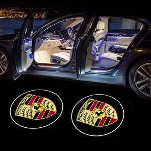 2pcs LED Car Door Logo Projector Lamps, Welcome Light Universal for Porsche 911 718 Taycan Panamera Cayenne Macan Boxster Cayman Pajun 918