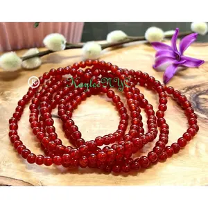 Wholesale Lot 6 Pcs Natural Carnelian 4mm 7.5” Crystal Healing Stretch Bracelet