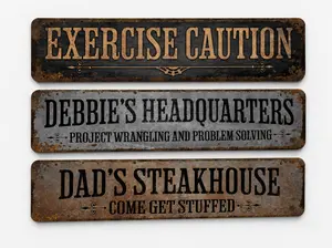 Customizable Rusty Metal Sign - 16x4in Vintage Retro Personalized Wall Decor, Home Supplies Plaque for Bar, Man Cave
