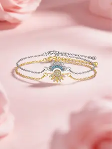 Sun and Moon Bracelet Set for bestfriend, sister gift,Stackable Gold Sun & Blue Moon Bracelet, Matching Couple/Friendship/sister Jewelry